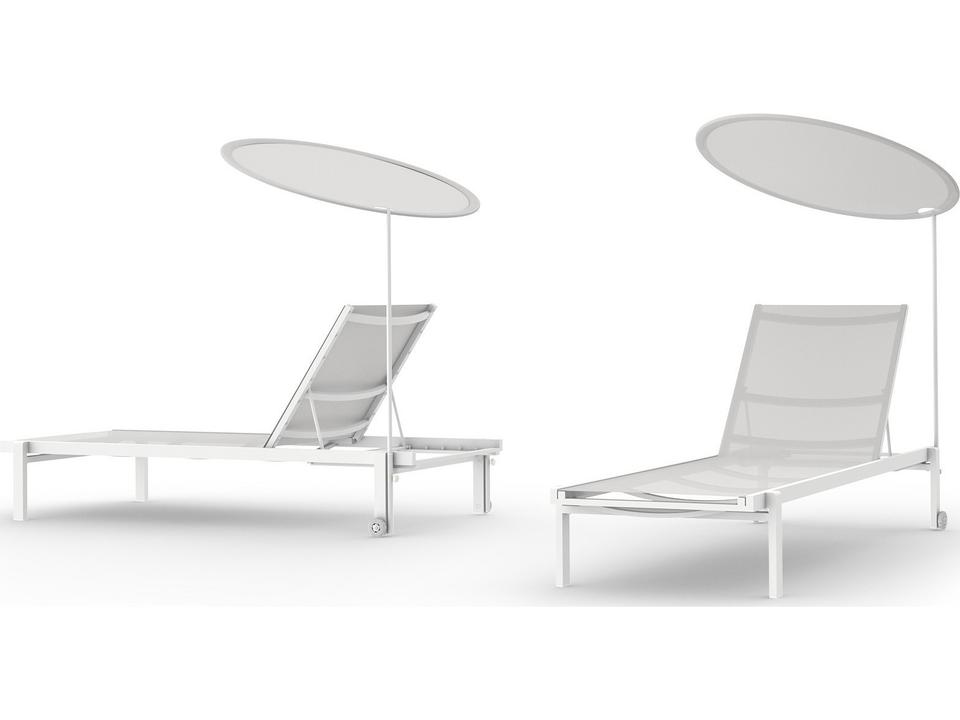 Allux Sling Aluminum Stackable Chaise Lounge with Shade