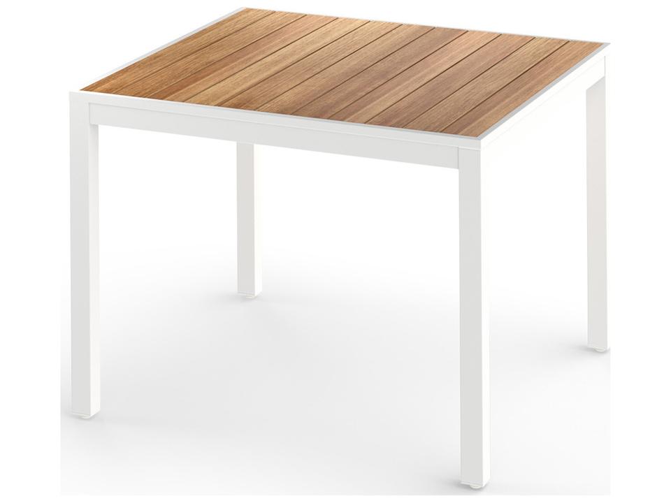 Allux Aluminum Square Teak Top Dining Table