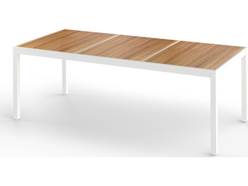 Allux 86.5-Inch Rectangular Abstract Slats Teak Top Dining Table