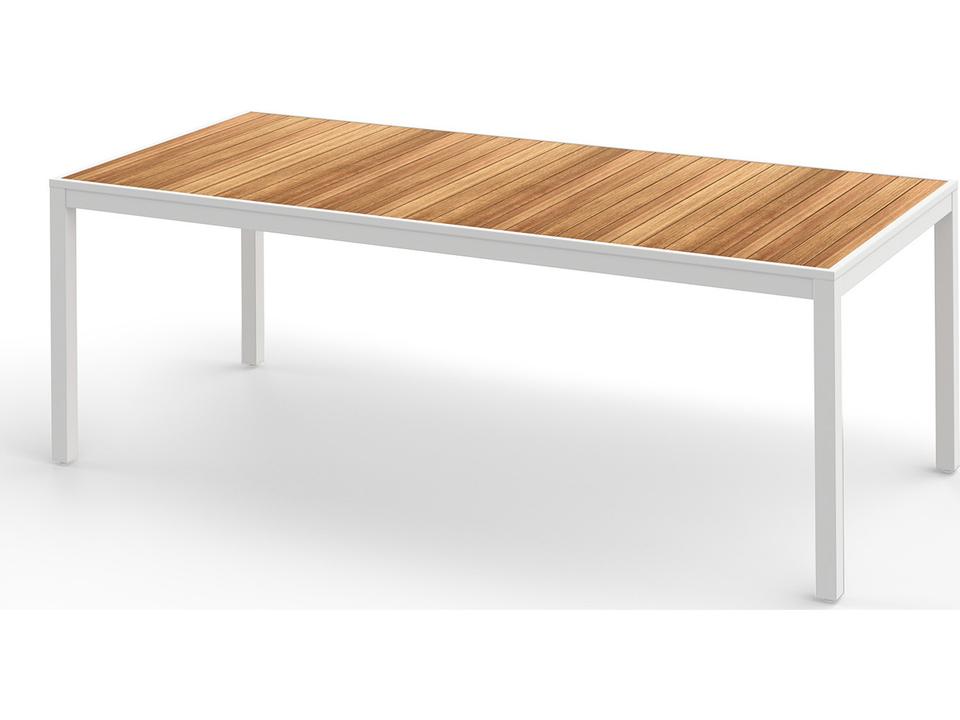 Allux 87-Inch Rectangular Aluminum and Teak Dining Table