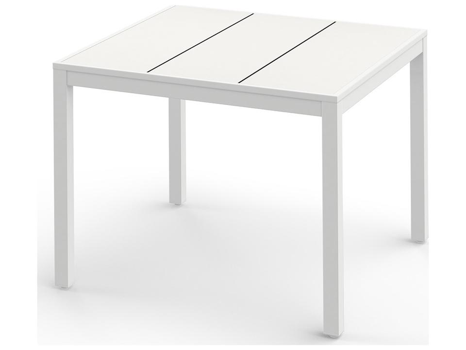 Allux 39.5 Inch Square Aluminum Dining Table with Resin Top