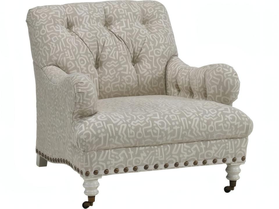 Chatsworth Rolling Tufted Accent Chair in Beige