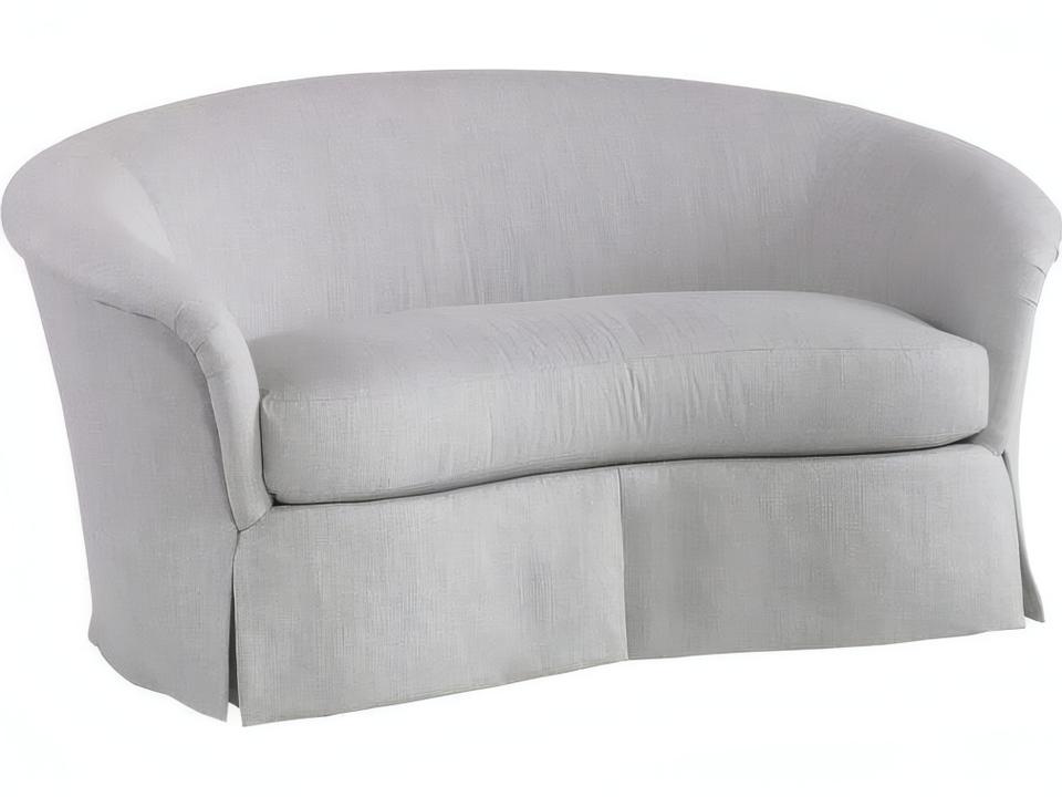 Crescent Gray Upholstered Loveseat with Dressmaker Skirt