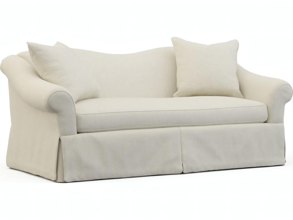 Myra Beige Upholstered Loveseat with Dressmaker Skirt
