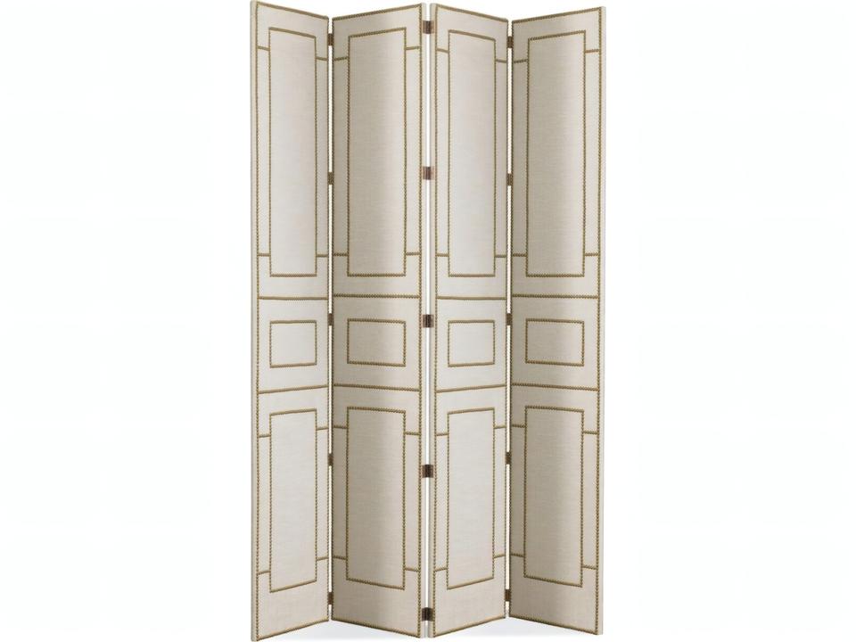 Mondrian 4 Panel Hardwood Room Divider in White Washed Finish