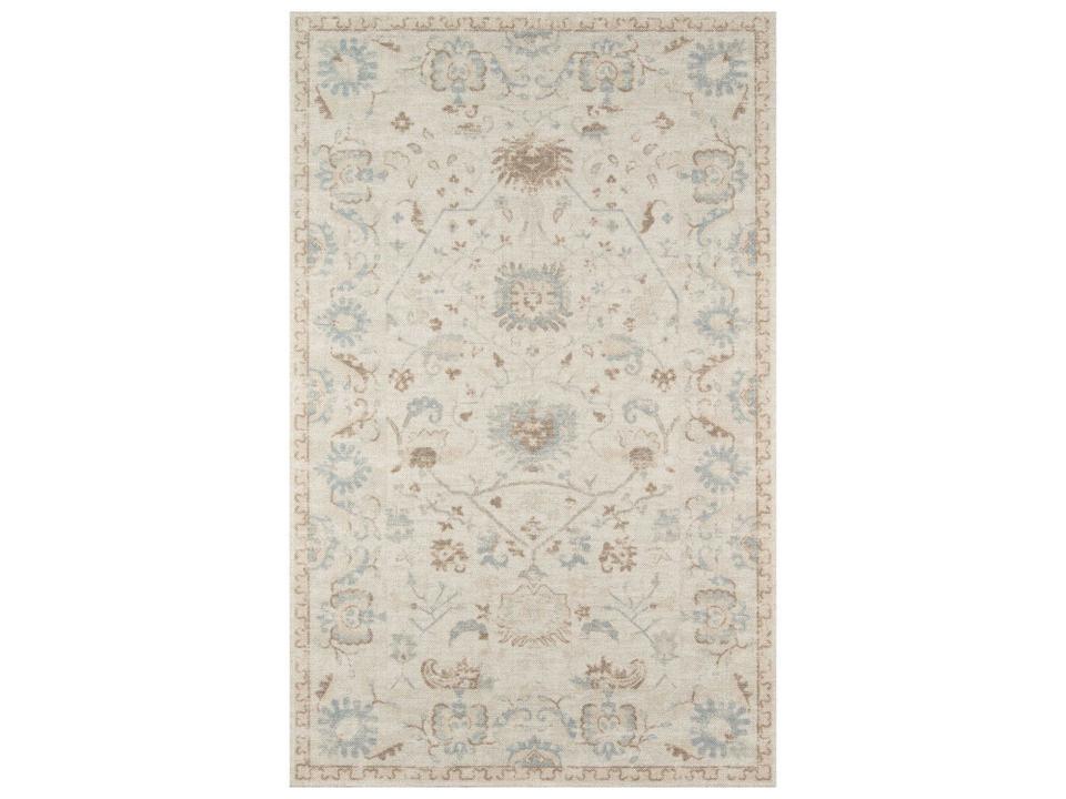Anatolia Tribal Medallion Area Rug in Beige Wool and Nylon Blend