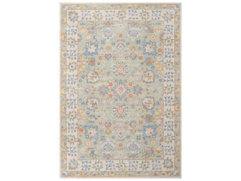 Anatolia Traditional Wool Blend Low Pile Area Rug in Light Blue