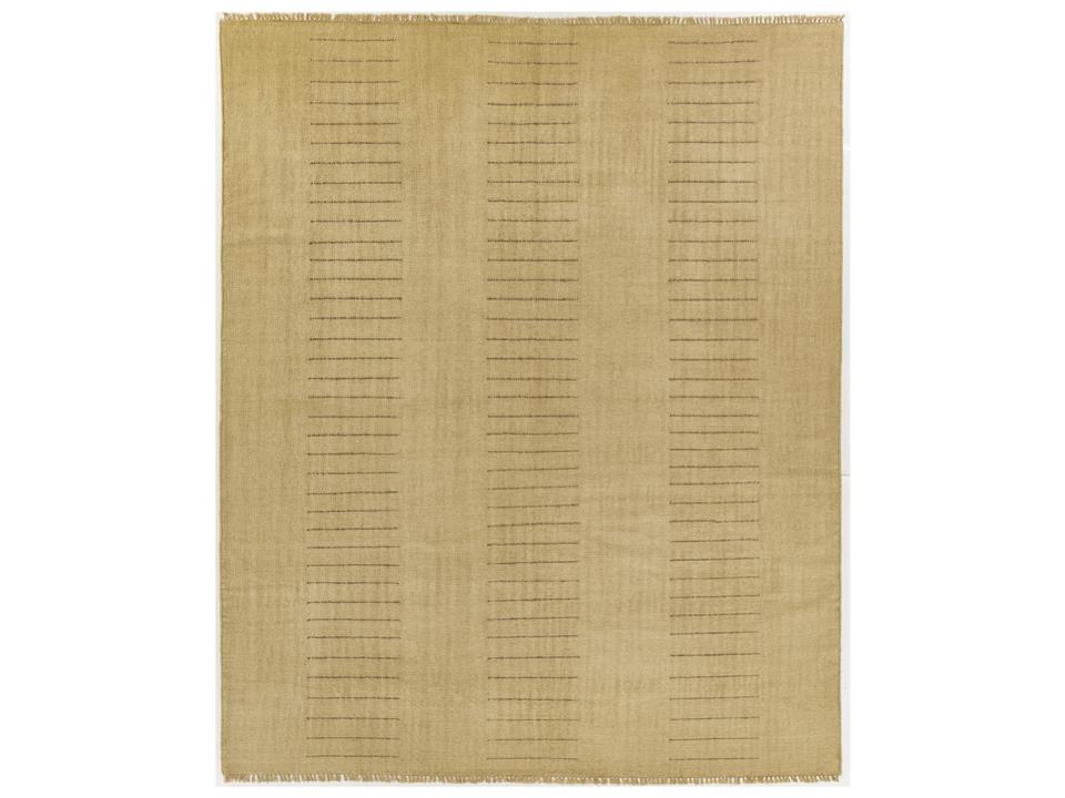 Corfu Striped Area Rug in Beige Wool and Cotton