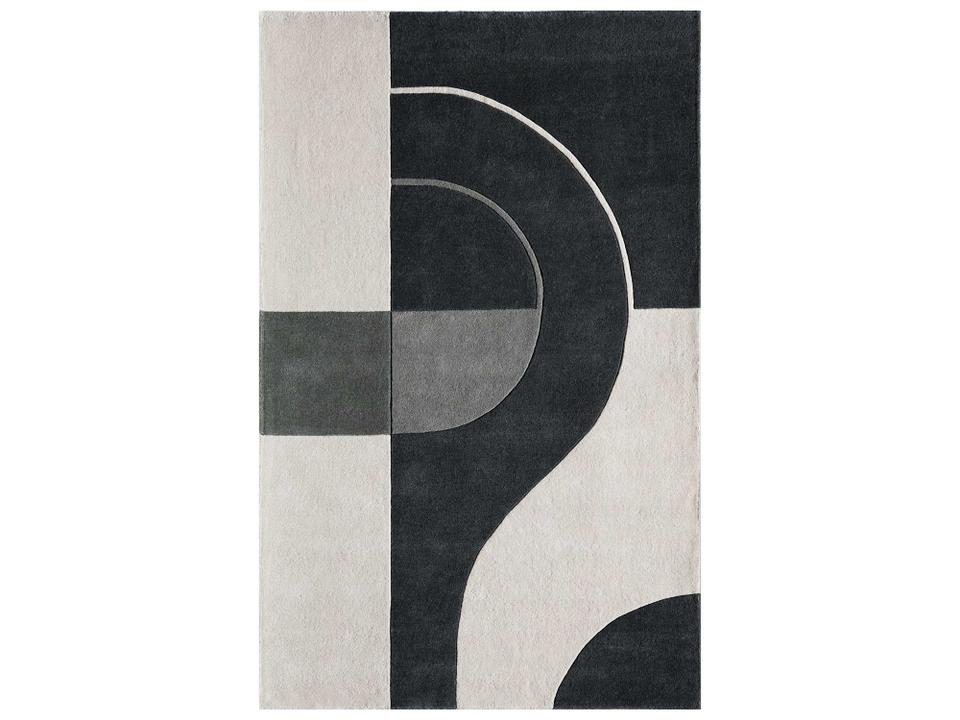 Delhi Geometric Hand-Tufted Wool Area Rug in Charcoal
