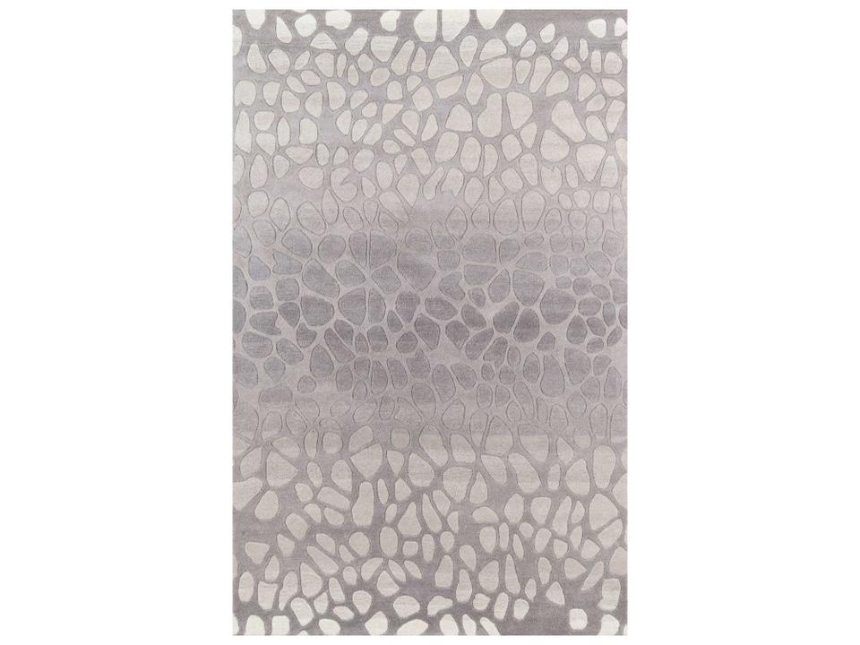 Delhi Hand-Tufted Wool Area Rug Silver Geometric Pattern
