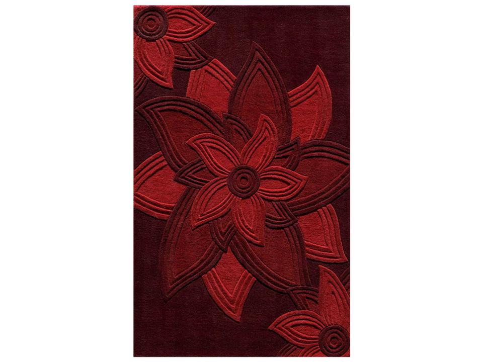 Delhi Hand-Tufted Wool Area Rug in Red Floral Design