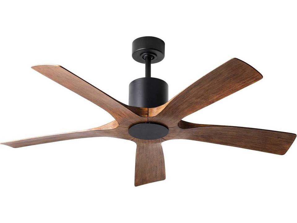 Aviator 5 54 Inch Smart Ceiling Fan in Matte Black and Distressed Koa