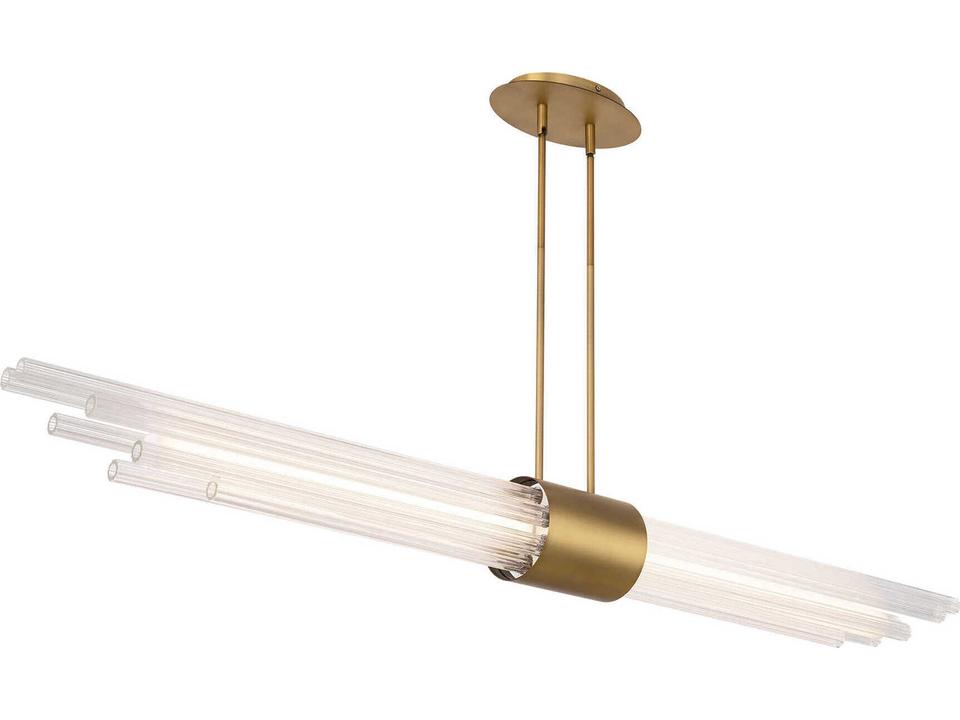 Luzerne 1-Light Aged Brass Glass LED Cylinder Linear Island Pendant