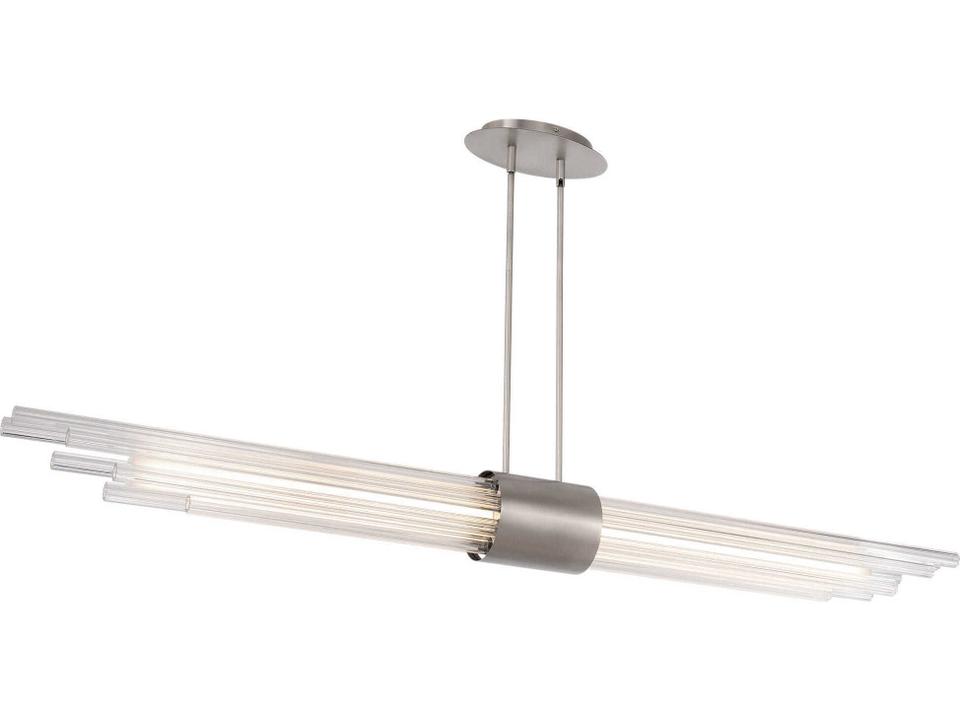 Luzerne 1-Light Brushed Nickel Glass LED Cylinder Linear Island Pendant