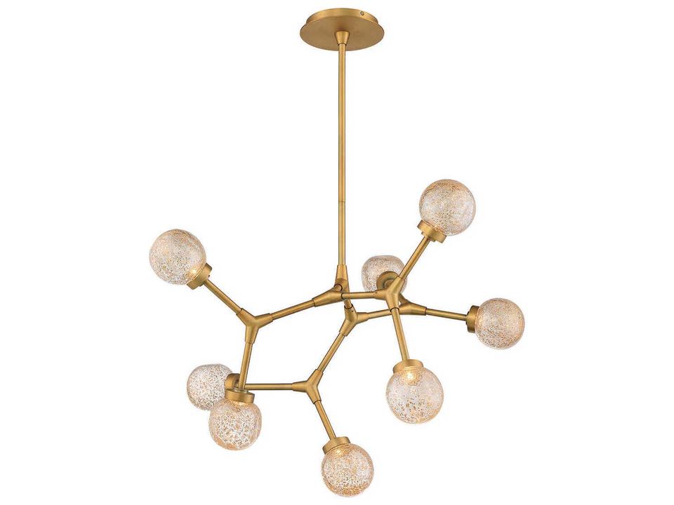 8-Light Catalyst Chandelier with LED Globes in Aged Brass