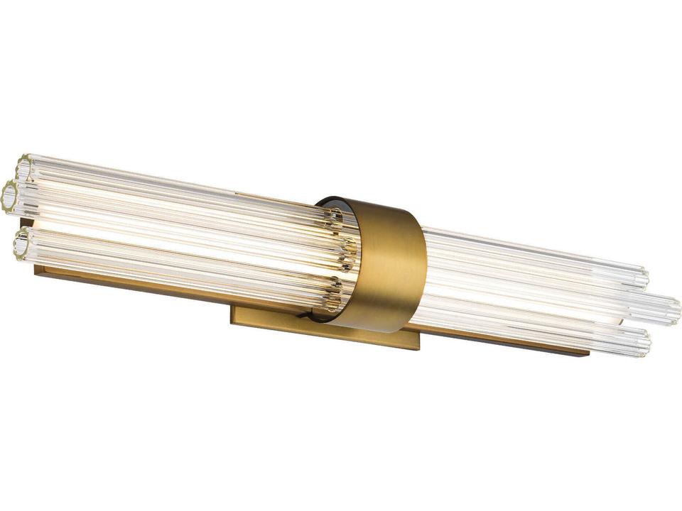 Luzerne Fluted Glass LED Wall Sconce in Aged Brass
