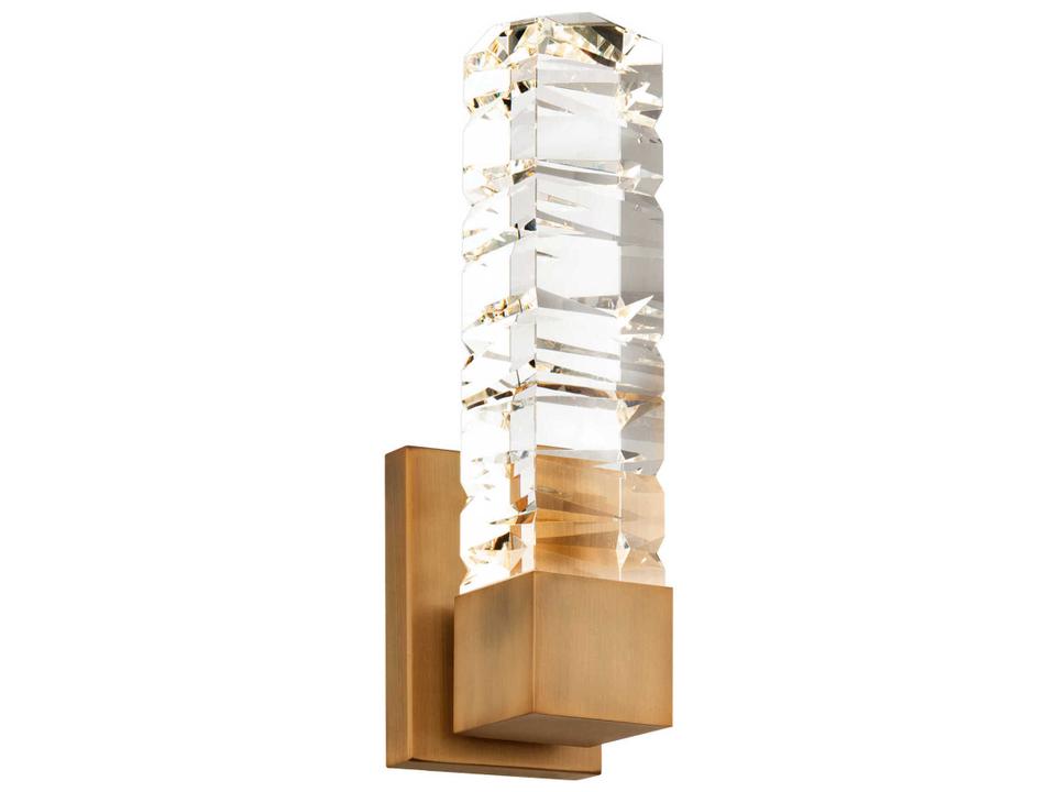 Juliet Wall Sconce in Aged Brass with Faceted Crystal
