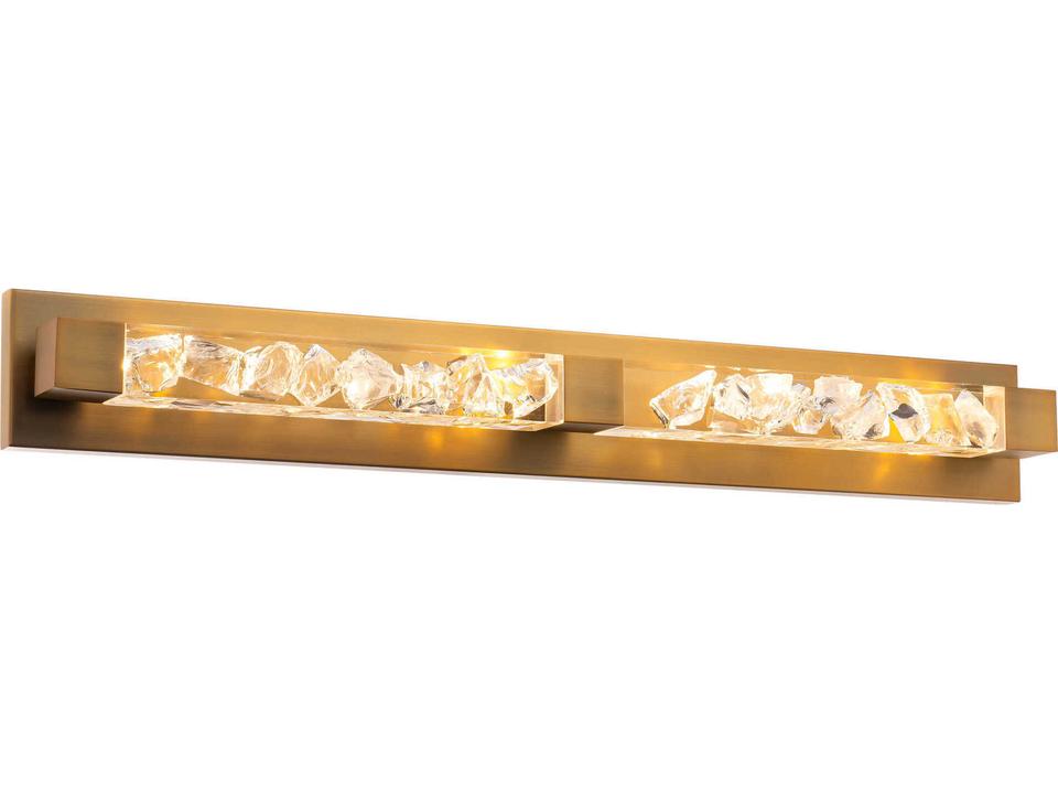 Terra 2-Light Aged Brass Crystal LED Vanity Light
