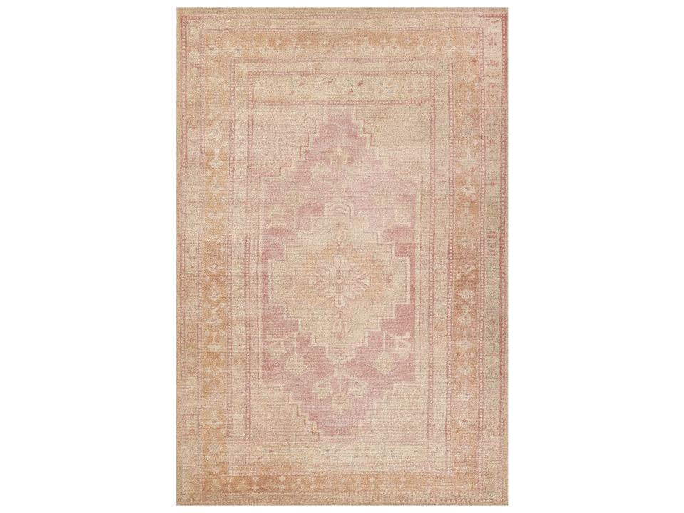 Luna Hand Tufted Bordered Area Rug in Pink