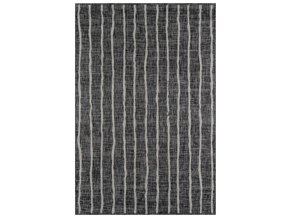Villa Striped Indoor Outdoor Area Rug Charcoal