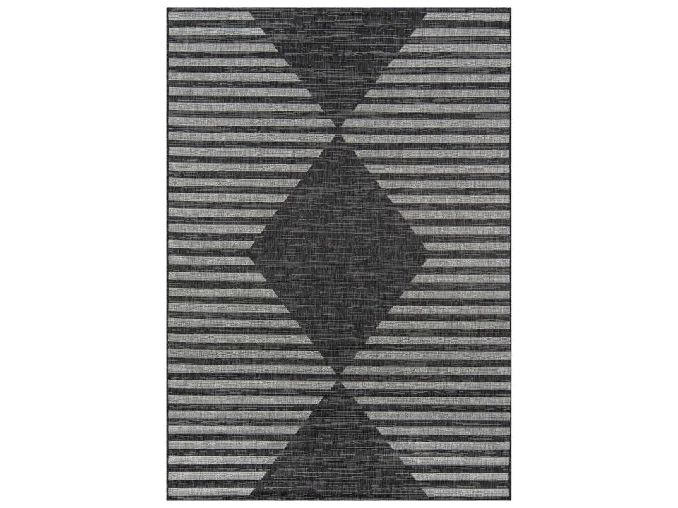 Villa Collection Geometric Indoor Outdoor Area Rug in Charcoal