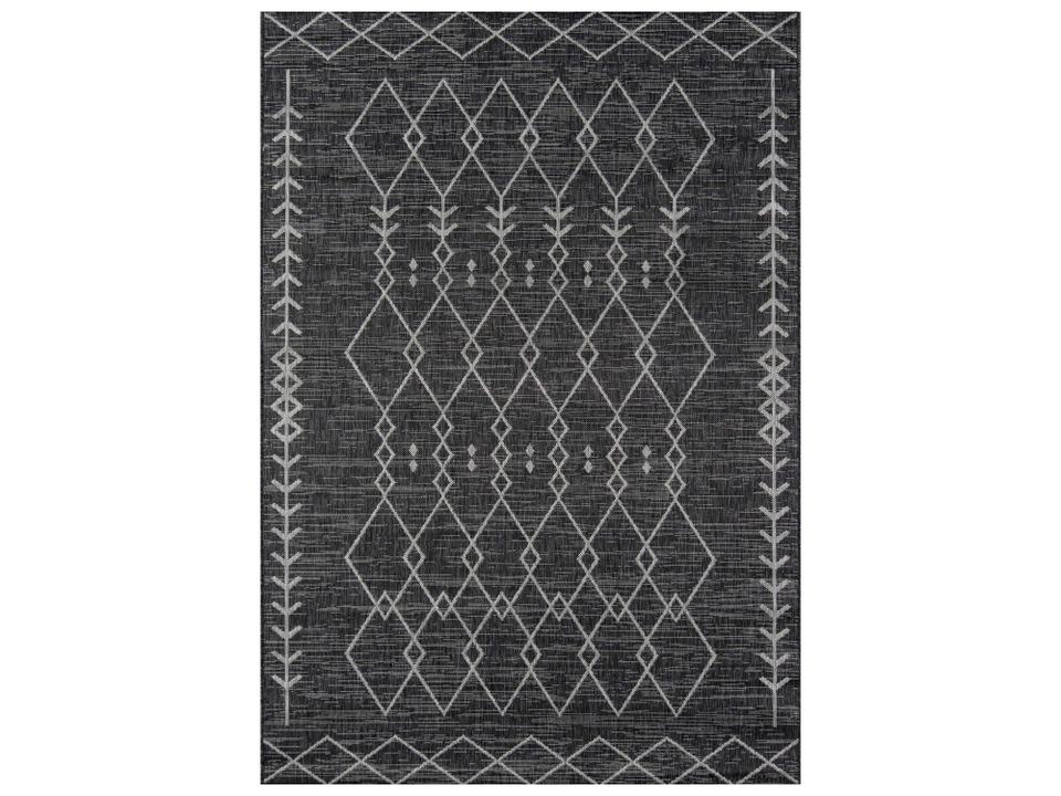 Villa Geometric Indoor Outdoor Area Rug in Charcoal