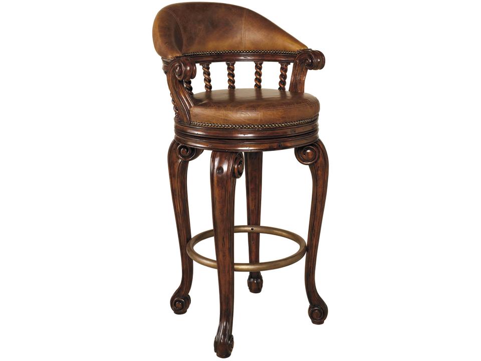Marlowe Swivel Counter Stool Dark Antique Lido Mahogany Leather