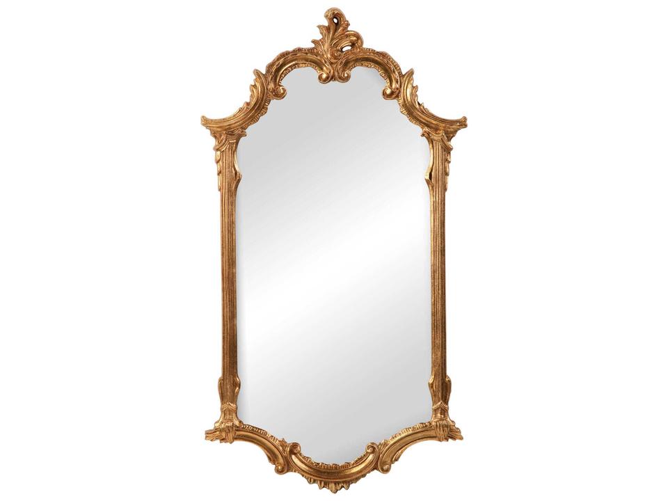 Cartouche Arched Wall Mirror in Antiqued Gold Metal Leaf