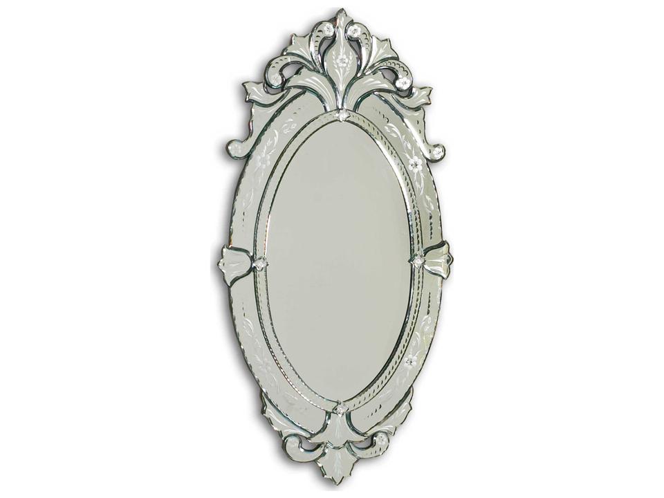 San Marco Hand Cut Etched Oval Wall Mirror Clear Finish