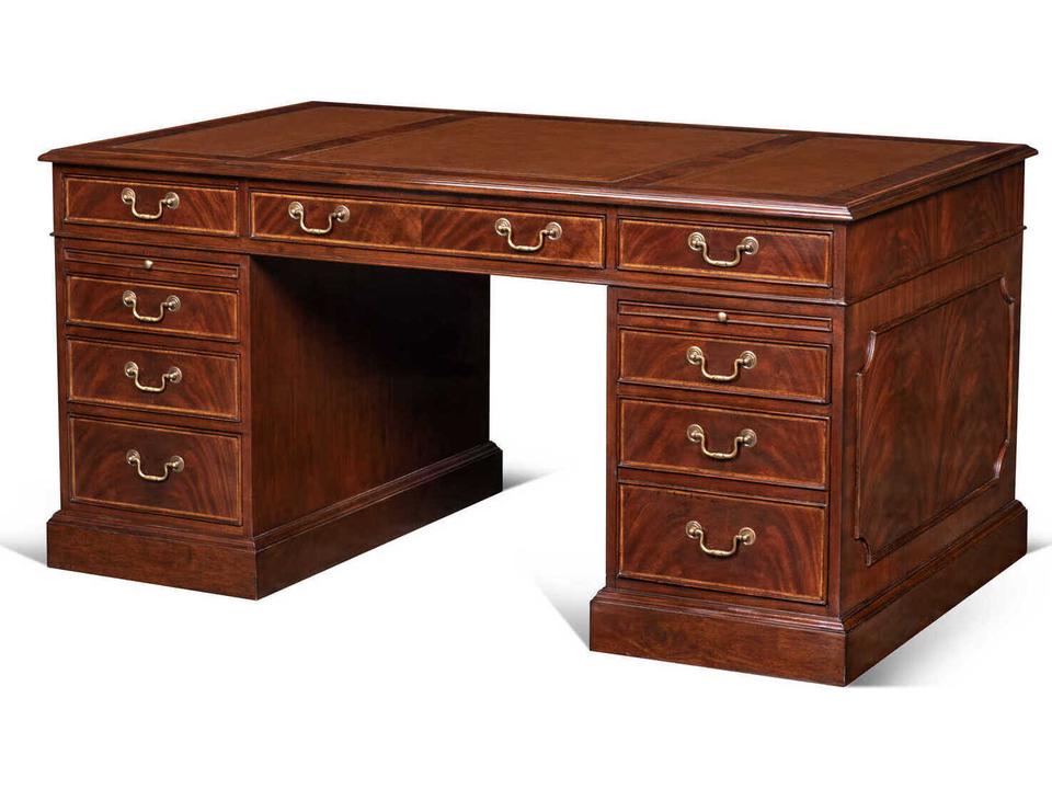 Maitland Smith Alexander Executive Desk — Mahogany Wood and