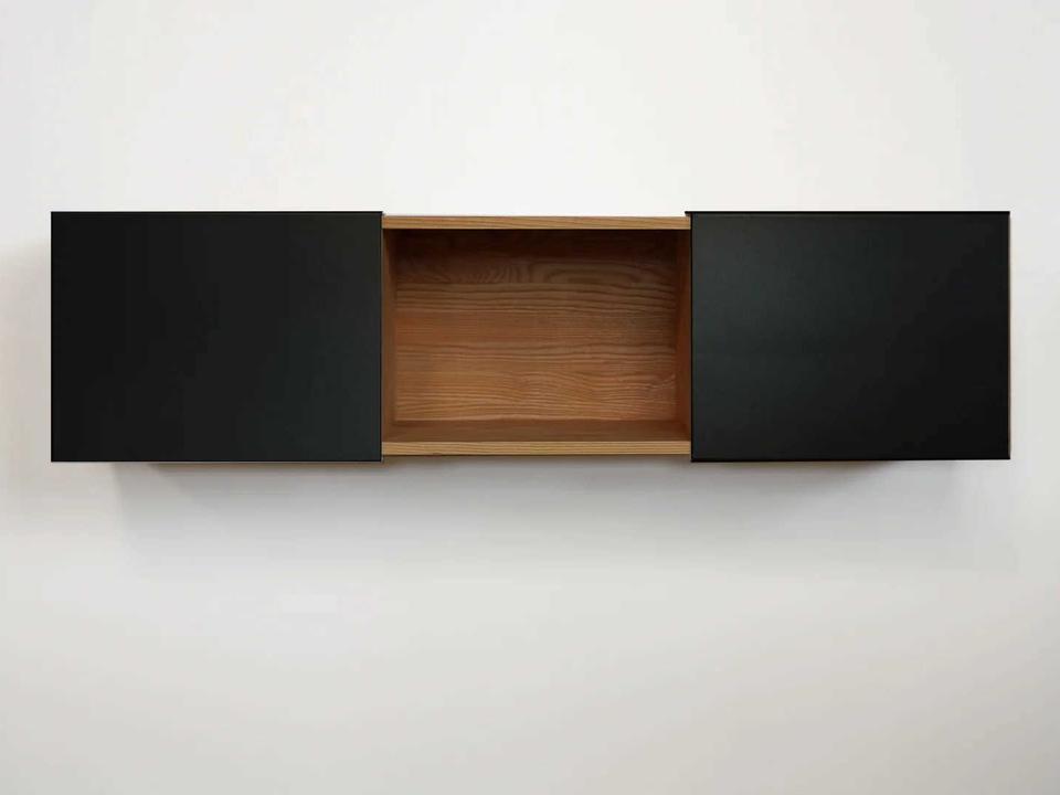 LAX Series 3X Wall Mounted Shelf English Walnut with Matte Black Panels