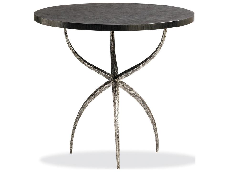 Haiku Lamp Table with Aged Bronze Base and Smoked Oak Top