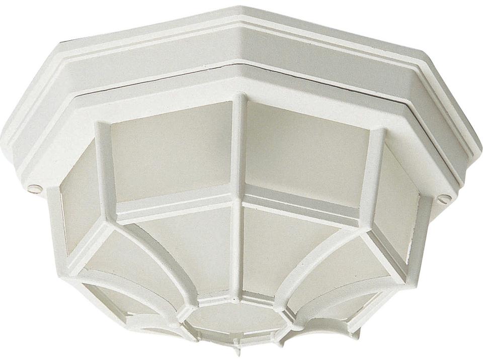 Crown Hill 2-Light Outdoor Flush Mount in White with Frosted Glass
