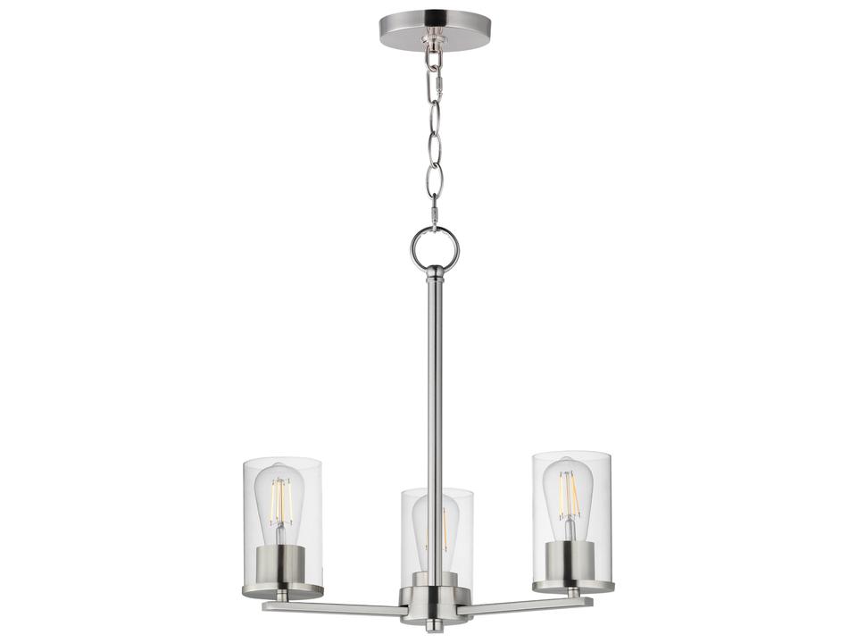 Lateral 3-Light Chandelier in Satin Nickel