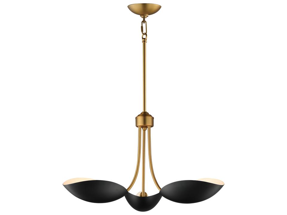 Maris 3-Light Bowl Chandelier in Black Natural Aged Brass