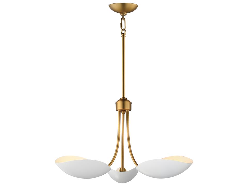 Maris 3-Light Bowl Chandelier in White Natural Aged Brass