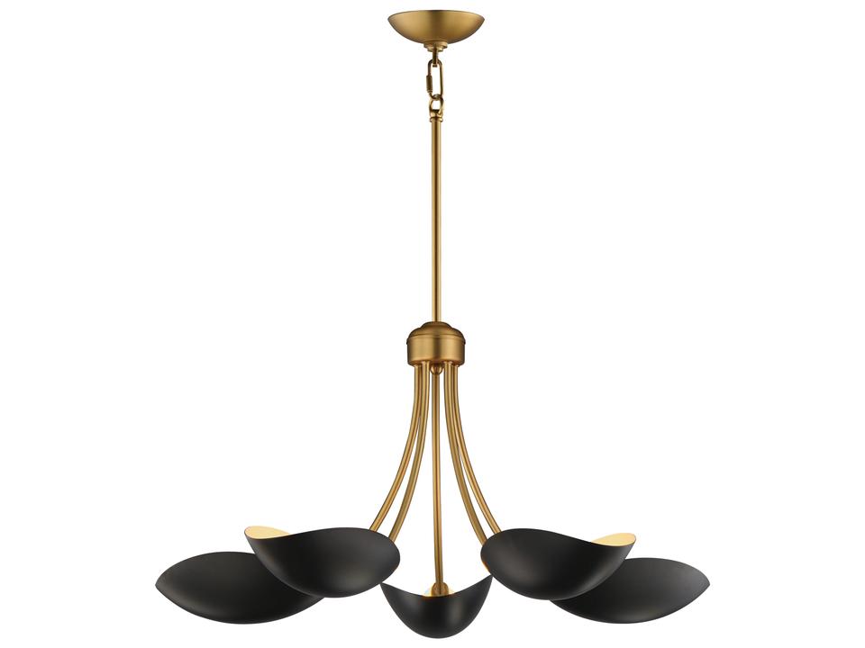 Maris 5-Light Black Natural Aged Brass Bowl Chandelier