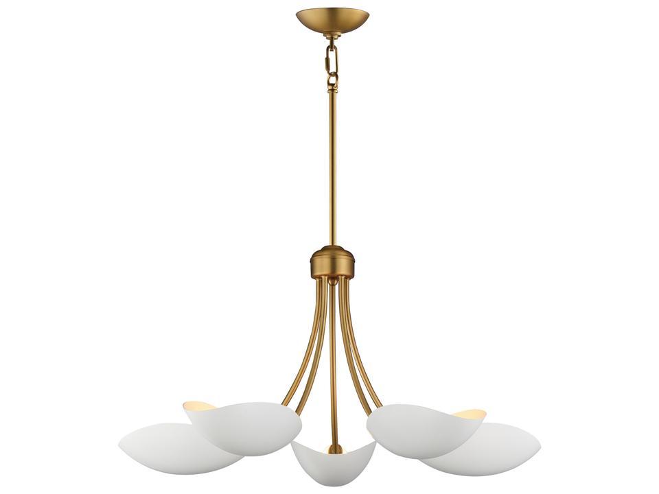 Maris 5-Light Chandelier White Natural Aged Brass