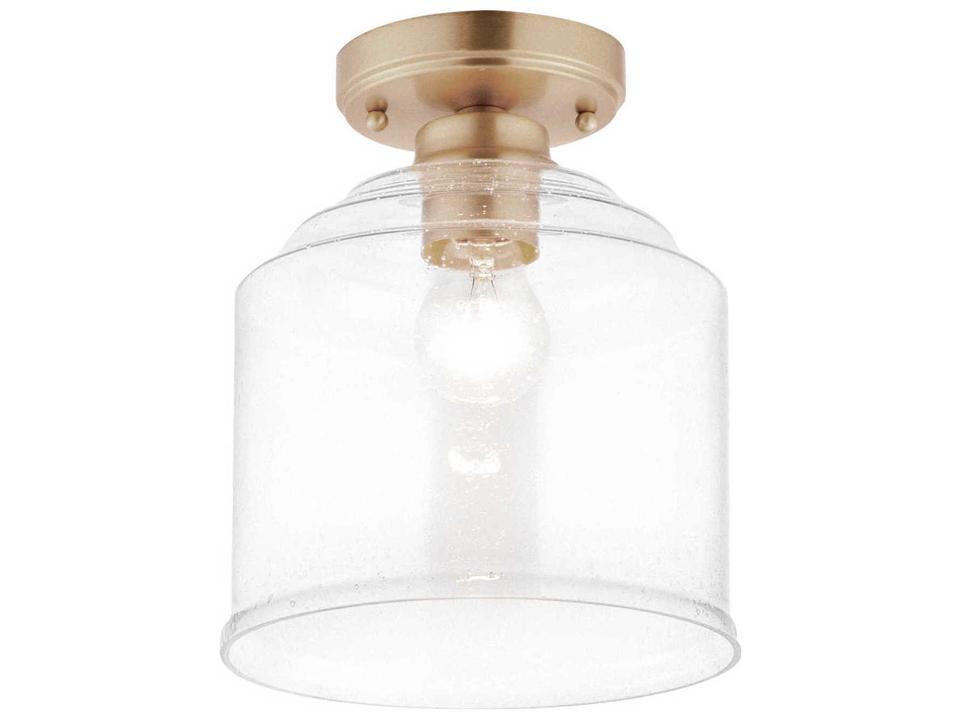 Acadia 1-Light Heritage Gold Glass Dome Flush Mount