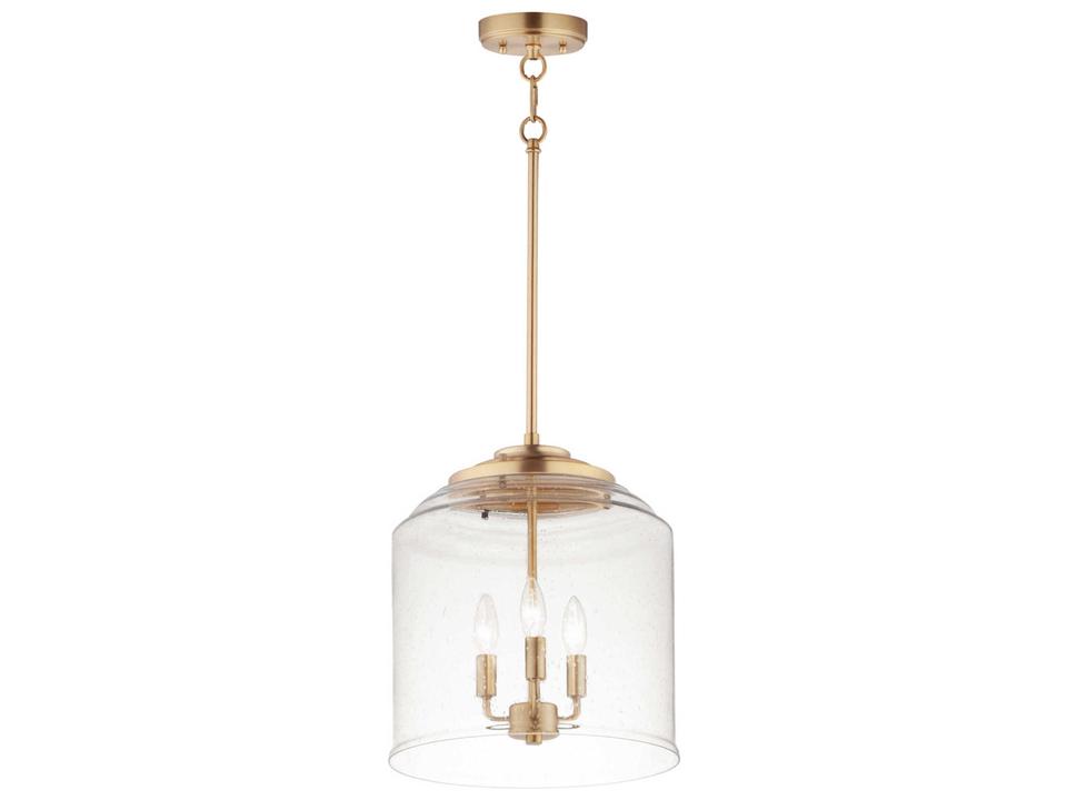 Acadia 3-Light Heritage Brass Glass Candelabra Chandelier