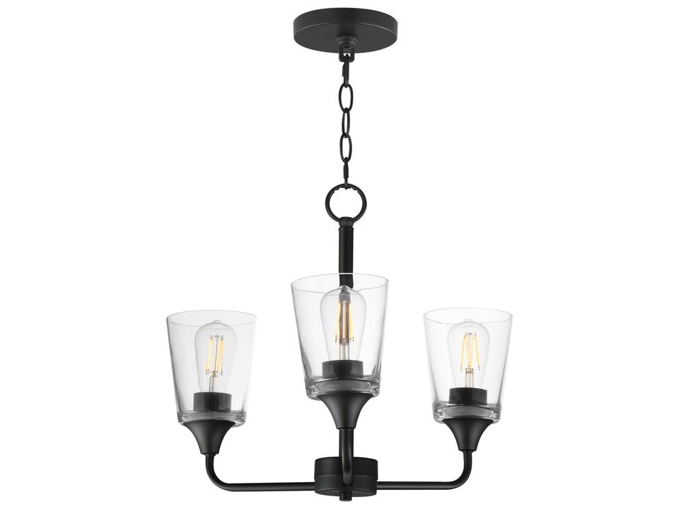 Hudson 3-Light Chandelier in Black with Clear Glass