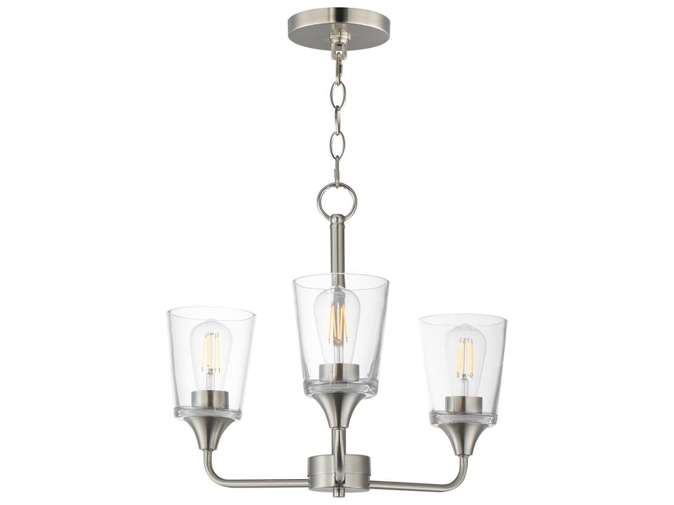 Hudson 3-Light Chandelier in Satin Nickel with Clear Glass