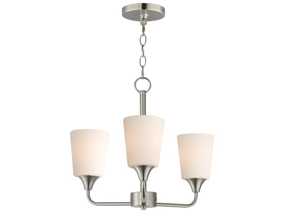 Hudson 3-Light Chandelier in Satin Nickel with Satin White Glass