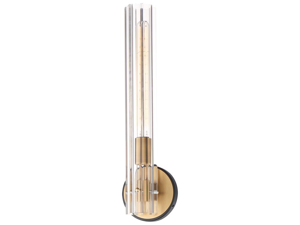Flambeau 1-Light Wall Sconce in Black and Antique Brass