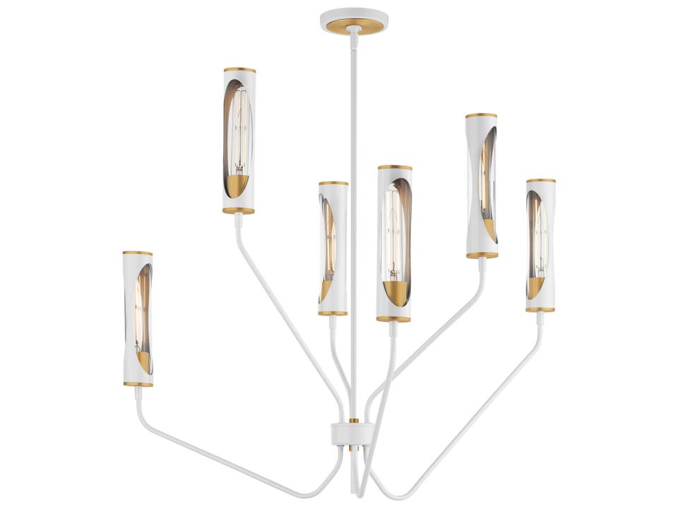 Regent 6-Light Multi-Tier LED Chandelier in Light French Gray Natural Aged Brass