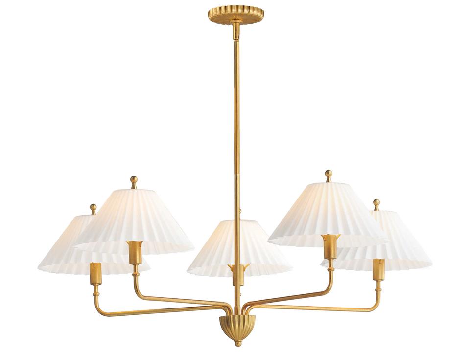 5-Light Kismet Chandelier in Gold Leaf with Satin White Glass