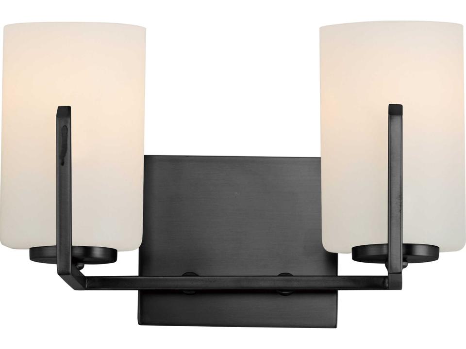 Dart 2-Light Vanity Light in Black with Satin White Glass