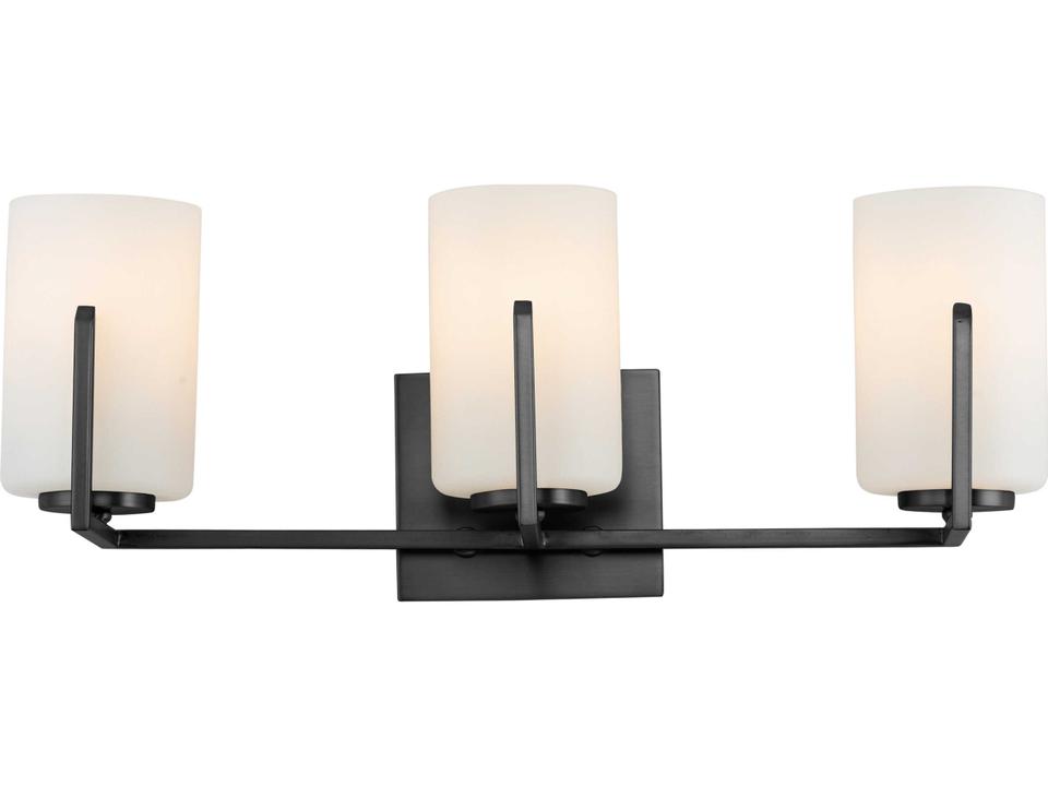 Dart 3-Light Vanity Light in Matte Black with Satin White Glass
