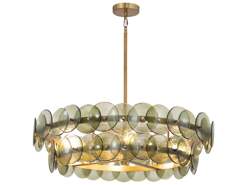 Loren 6-Light Chandelier with Vintage Green Glass and Weathered Brass