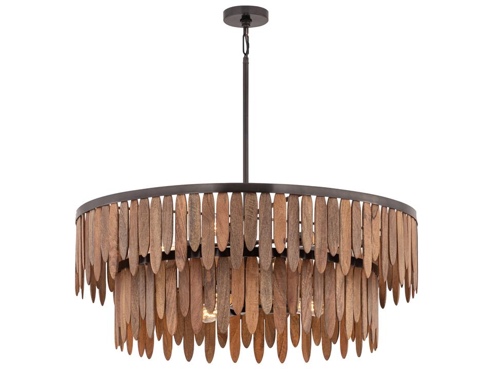 Marimba 7-Light Walnut Brown Drum Pendant Light
